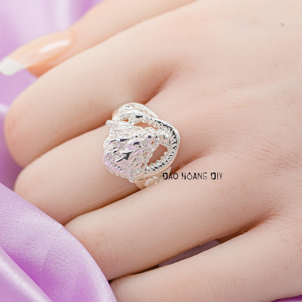 Nhẫn Bạc Nam Trơn Hình Đầu Rồng Nam Tính N2412070022