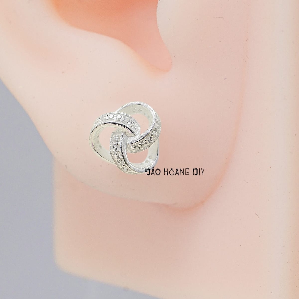 Bông Tai Bạc Nữ Kiểu Nụ Sợi Xoắn Đính Đá Tinh Tế H2410230009