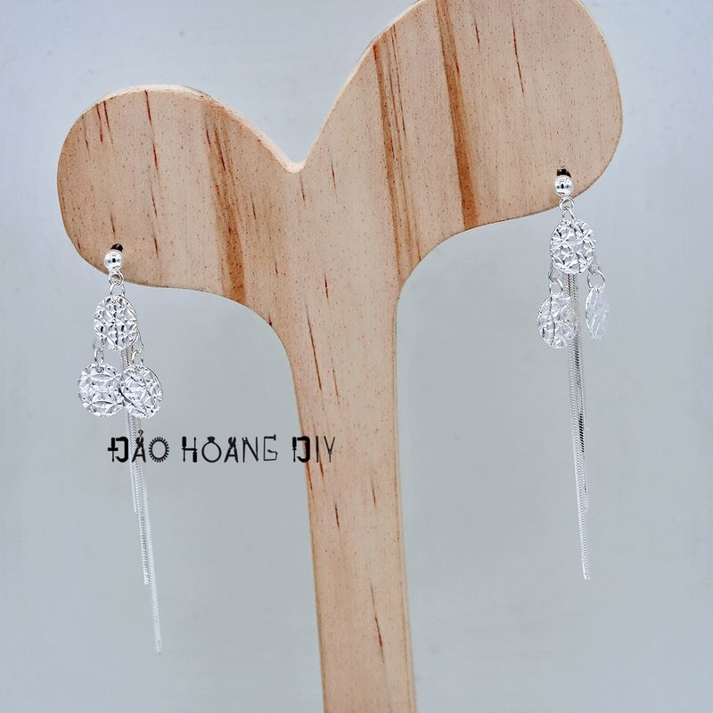 Bông tai bạc nụ dài nhiều tua kiểu dáng độc đáo PVN1383