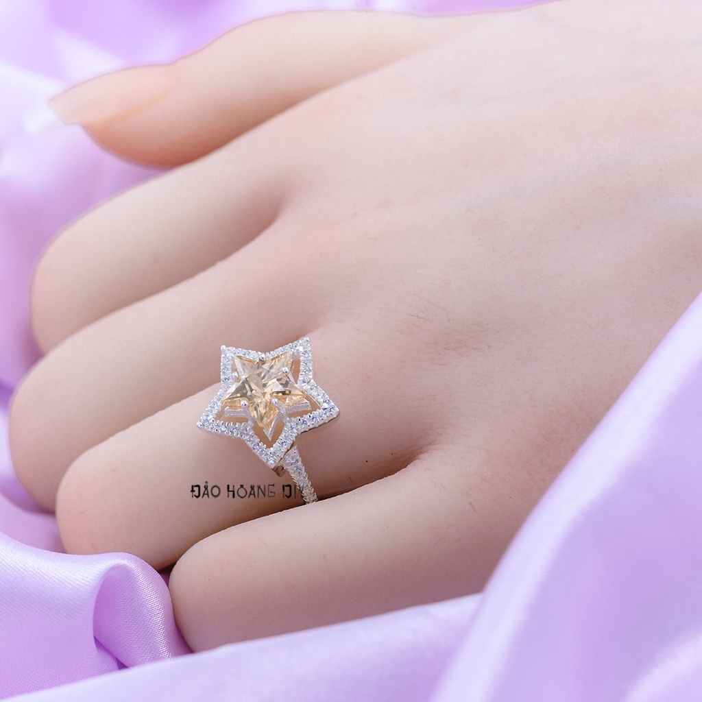 Nhẫn Bạc Nữ Phong Thủy Đá Vàng N2409040095