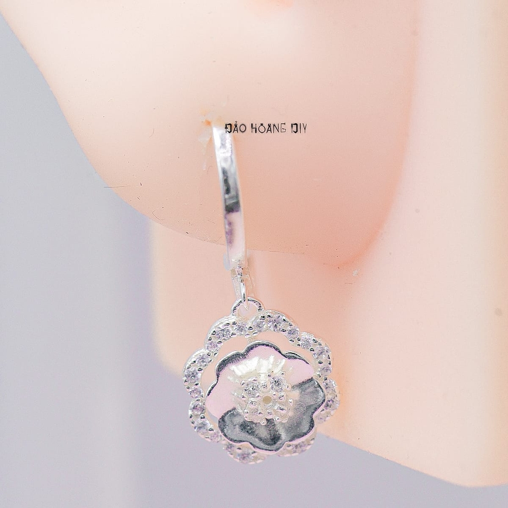 Bông Tai Bạc Nữ S925 Khong Tròn Thiết Kế Bông Hoa Chuyển Động Sáng Tạo H2410260012