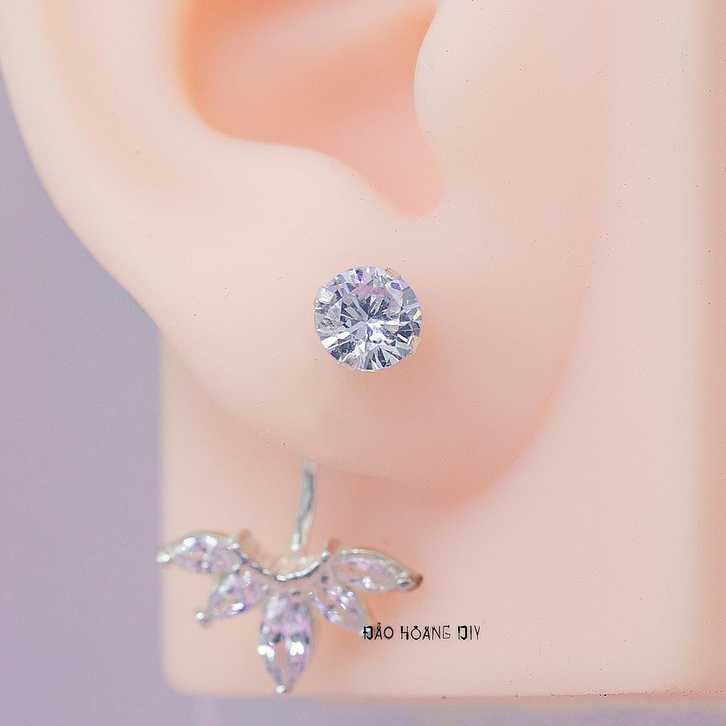 Bông Tai Bạc Nữ Hình Vương Miện Đính Đá Sang Trọng H2410280098