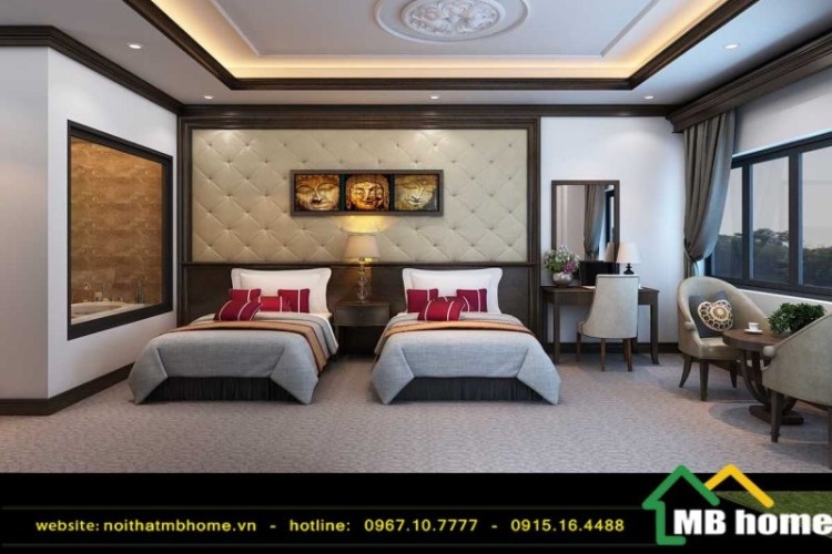 Các bản thiết kế phòng ngủ khách sạn mang tone sắc ấm cúng, hiện đại