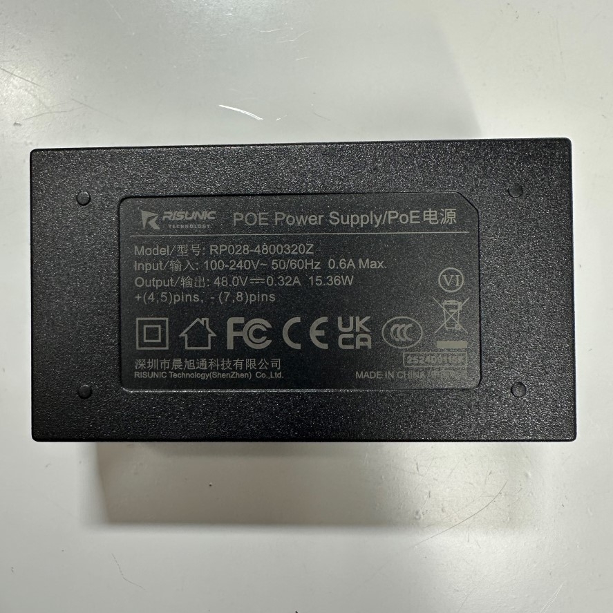 Adapter PoE 48V 0.32A 15.36W RISUNIC RP028-4800320Z POE 10/100Mbps Power Supply IEEE 802.11 a/n/ac For Wireless Wi-Fi, Camera PoE