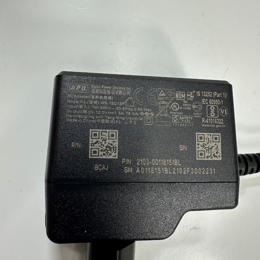 Adapter 12V 1.5A 18W APD WB-18Q12R EU Plug Connector Tip Size 5.5mm x 2.1mm For Cân Điện Tử Balances Weighing Scale 12V Power Supply