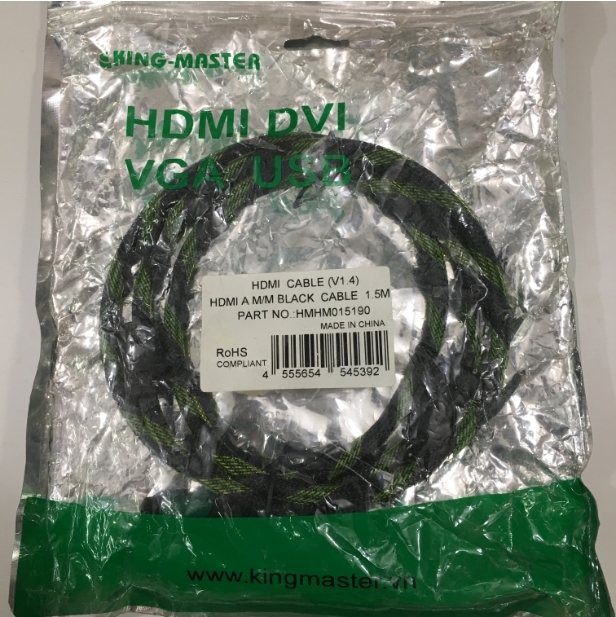 Cáp HDMI Bọc Lưới Và Có Chống Nhiễu King-Master Hỗ Trợ HDMI to HDMI 3D 4K Full HD 1080P TV Cable Length 1.5M