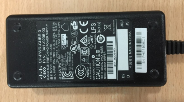 Adapter 48V 0.375A Original Cisco CP-PWR-CUBE-3 341-0206-03 PSC18U-480 Connector Size 5.5mm x 2.5mm