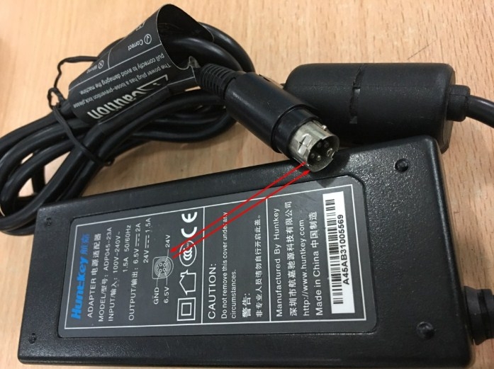 Adapter Original HUNTKEY ADP045-23A S60-S P60-S1 POWER SUPPLY AC ADAPTOR 6.5V 2A 24V 1.5A Connector Size 4Pin 10mm Mini Din