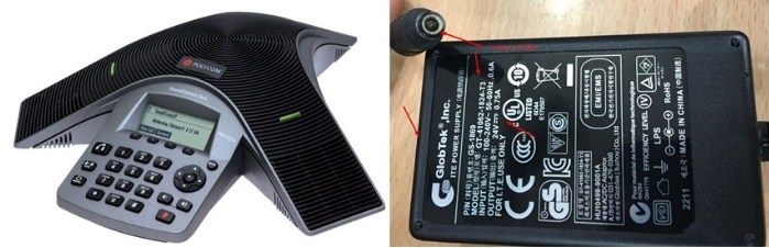 Adapter Hội Nghị Truyền Hình Polycom SoundStation Duo GLOBTEK GT-41062-1824-T3 24V 0.75A Connector Size 5.5mm x 2.5mm