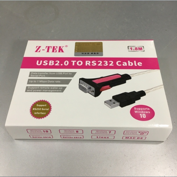 Cáp USB to RS232 9 Pin Serial Adaptor With FTDI Chip Cable Z-TEK ZE533A 1.8M For Parker & ABB Programming Leads