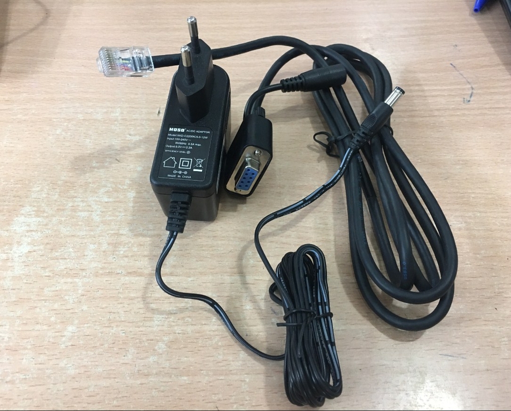 Bộ Cáp Cho Máy Quét Symbol Zebra Motorola RS232 Com To RJ50 10P10C 10Pin Và Adapter 5V 2.2A DC Power Supply For Barcode Scanner ZEBRA 2D LS2208