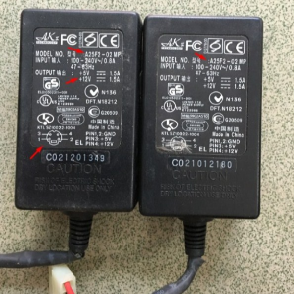 Adapter POWER SUPPLY AKII A25F2-02 MP Dual 12V/5V 1.5A For External Drive Enclosure Connector Size 4Pin Molex IDE