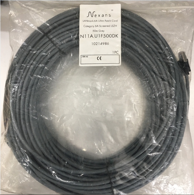 Dây Nhẩy Nexans LANmark-6A 10G Ultim Patch Cord Cat 6A Screened LSZH 50M Grey Straight-Through Cable N11A.U1F500DK