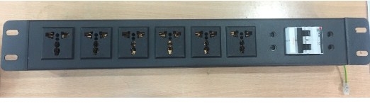 Thanh Phân Phối Nguồn 1U Rack 19 6 Ways Universal PDU MCB MITSUBISH 32A 250V For Rackmount Power Supply PC Industrial