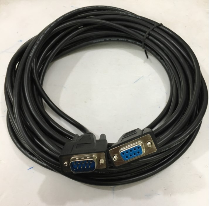 Cáp Máy In Vẽ Cắt Công Nghiệp May Mặc PORTROIT TW-1800P DB9 Male to DB9 Female Serial Printer Cable RS232 PVC Black Length 10M