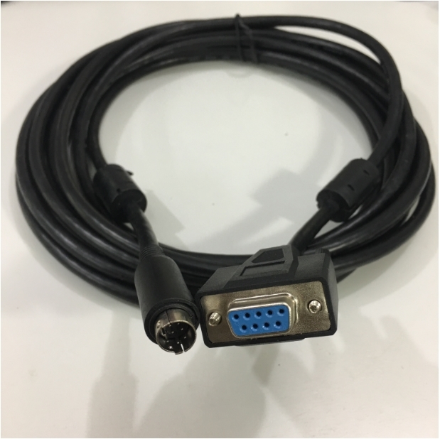 Cáp PLC Programming Mitsubishi FX3SA-30MR Với HMI Weinwiew Touch TK6071IP Cable DB9 Female to Mini Din 8 Pin Male Connector RS485 Length 5M