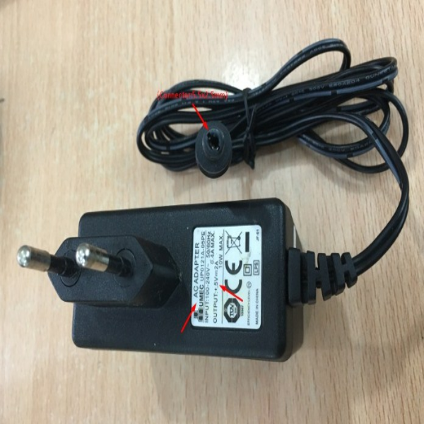 Adapter Original UMEC UP0121A-05PE 5V 2A For Máy Chấm Công Vân Tay Ronald Jack X628C Connector Size 5.5mm x 2.5mm