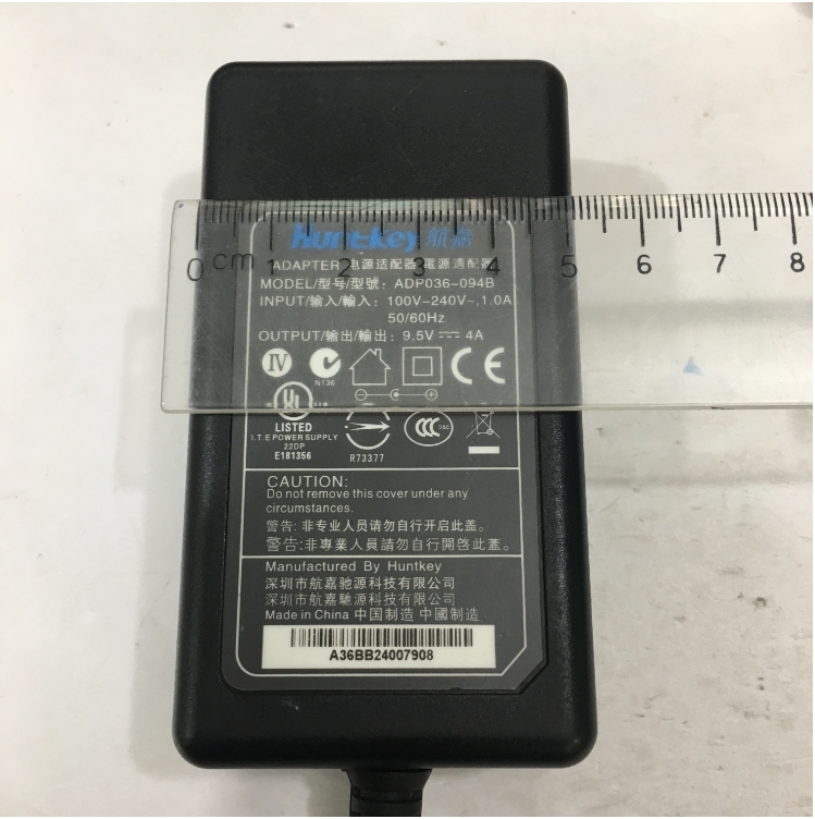 Bộ Chuyển Đổi Nguồn Adapter Original 9.5V 4A 38W Huntkey ADP036-094B Connector Size 3.5mm x 1.35mm 90 Degree