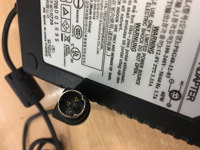 Adapter 12V 3.33A 40W SOLVE PSG40-12-03 Connector 3Pin Mini Din 10mm