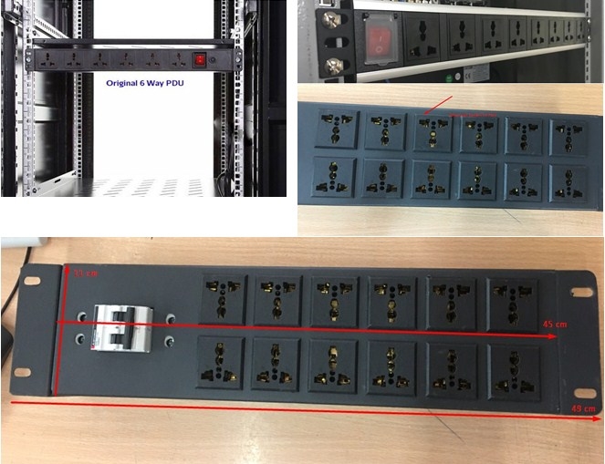 Thanh Phân Phối Nguồn Ổ Điện 12 Ổ Cắm 3 Chấu Đa Dụng Công Suất Tối Đa 20A 2U Rack 19 12 Ways Universal PDU For With Power Switch Server BHW-T10 2P 32A 4.5KA MITSUBISHI