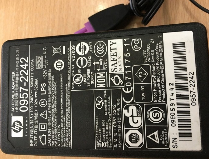 Adapter Original HP 0957-2242 32V 625mA For HP Deskjet F4210 F4230 F4235 F4240 F4250 F4272 F4273 F4274 F4275 F4280 F4283 F4288 F4292 F4293 OfficeJet J4524 J4580 J4624 J4660 J4680 Connector Size 3PIN
