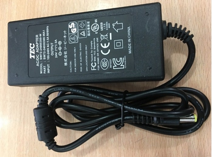 Adapter Original TEC SW72 24V 3A For Printer, Camera, Scanner Connector Size 5.5mm x 2.5mm