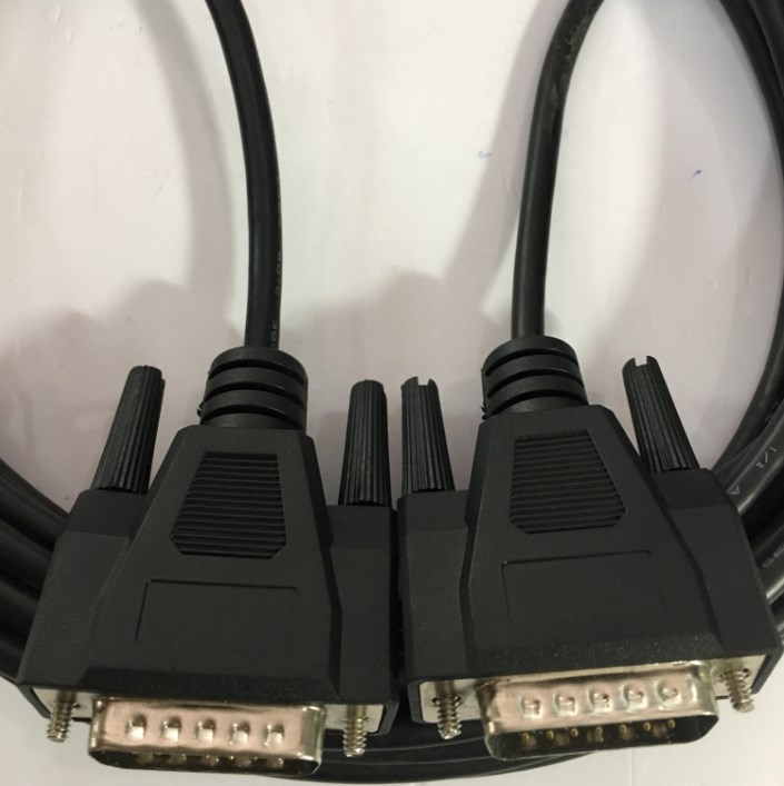 Cáp RS232C Chuẩn Công Nghiệp 15 Chân 2 Hàng Dương Dương Cổng Song Song Nối Tiếp D-SUB DB15 Male to DB15 Male 2 Row 15Pin 28AWG Cable Black Length 5M