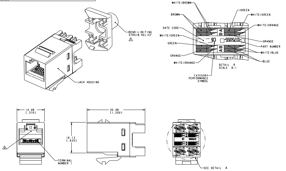 Nhân Mạng Chính Hãng AMP COMMSCOPE/TE CONNECTIVITY 1375055-1 CAT 6 JACK SL SERIES – ALMOND