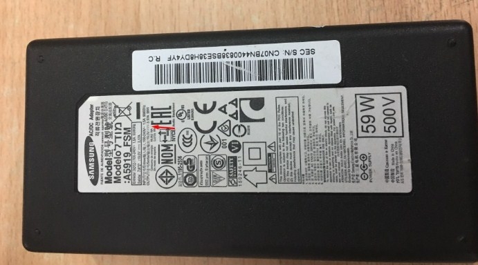 Adapter 19V 3.17A 60W Samsung A5919_FSM For TV LED Samsung UN32J5003 32 Inch 1080p Monitors View HD LED Connector Size 6.5mm x 4.4mm