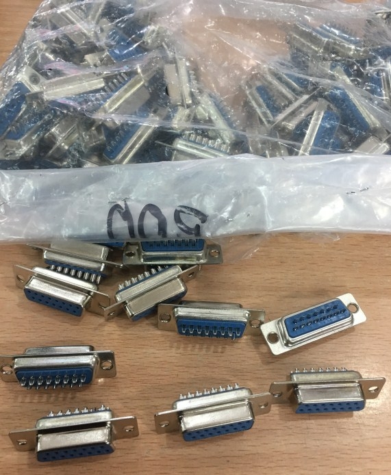 Rắc Hàn Cổng DSUB DB-15-SS 15 Pin Female D-Sub 2 Row Chassis Mount Solder Connector Plug DB15 Connector Và Vỏ Ốp