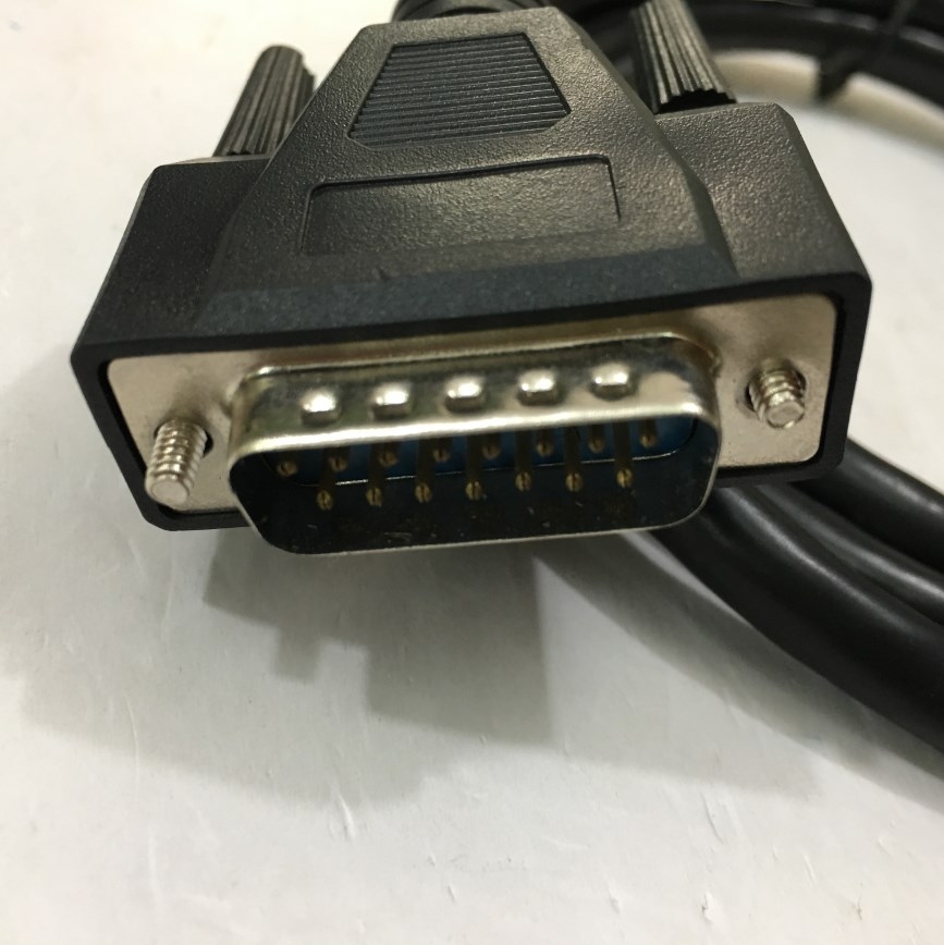 Cáp RS232C Chuẩn Công Nghiệp D-SUB DB15 Male to DB15 Male 2 Row 15Pin E302625 AWM 20276 Cable Black Length 1.4M