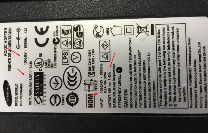 Adapter Original Samsung 14V 1.43A 20W For S19B150N LED Monitor AD-2014B S19B150N Connector Size 6.5mm x 4.4mm