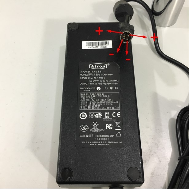Adapter Original Atron CAD120241 24V 5A 120W IEC C14 Connector 4 Pin Din Plug
