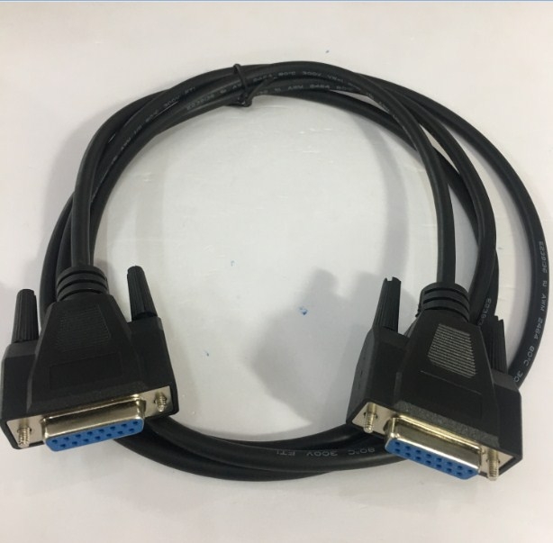 Cáp RS232C Chuẩn Công Nghiệp 15 Chân 2 Hàng Âm Âm Cổng Song Song Nối tiếp D-SUB DB15 Female to DB15 Female 2 Row 15Pin 28AWG Cable Black Length 2M