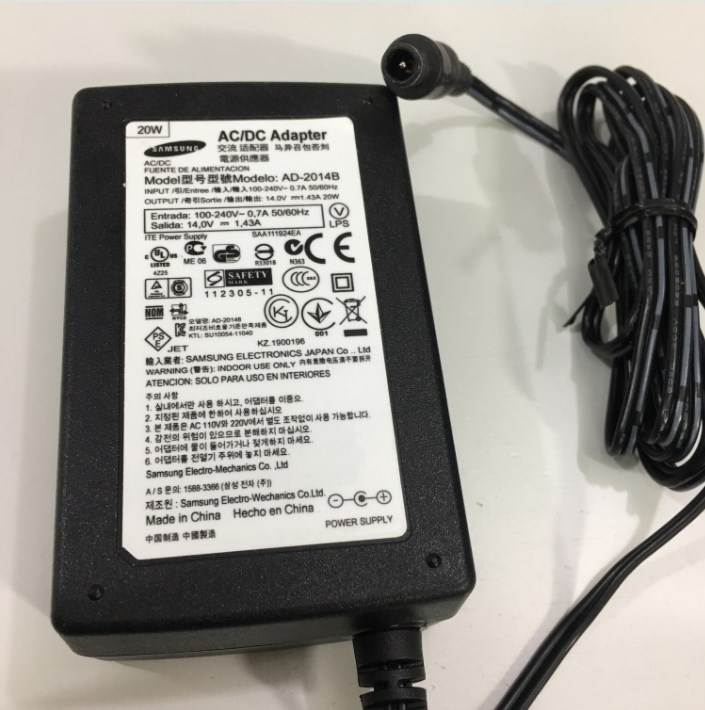 Adapter 14V 1.43A 20W SAMSUNG AD-2014B For Monitor LED SAMSUNG S22C S23C S24C S27C Connector Size 6.5mm x 4.4mm