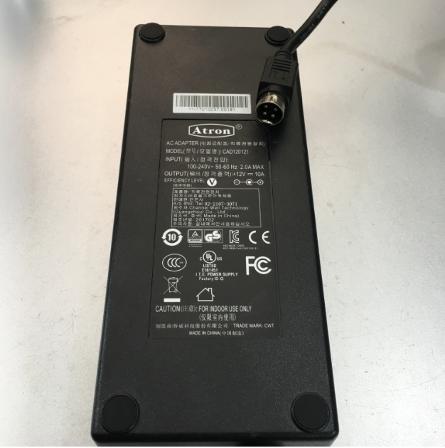 Adapter 12V 10A 120W Power Supply ATRON Connector Size 4 Pin 10mm Mini Din For QNAP TS-409, TS-412 Turbo NAS, TS-653B, DS410
