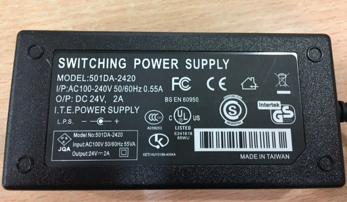 Chuyển Nguồn Thiết Bị Khử Tĩnh Điện ION BAR IQ Power BPS Static Control System Adapter Intertek 501DA-2420 24V 2A 48W Connector Size 5.5mm x 2.5mm