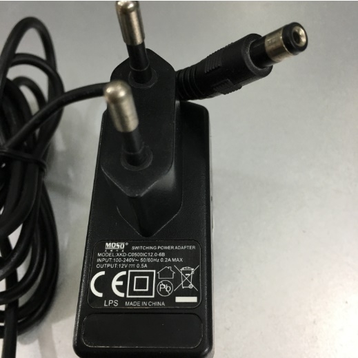 Adapter 12V 0.5A MOSO XKD-C0500IC12.0-6B Connector Size 5.5mm x 2.1mm