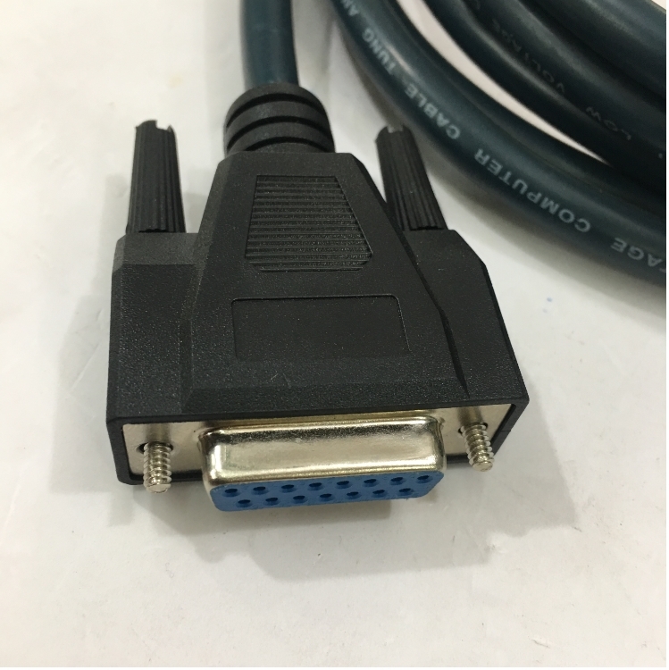 Cáp Điều Khiển RS232 DB9 Female to DB15 Female 2 Row 15Pin 28AWG E164571 Cable Green Length 3M