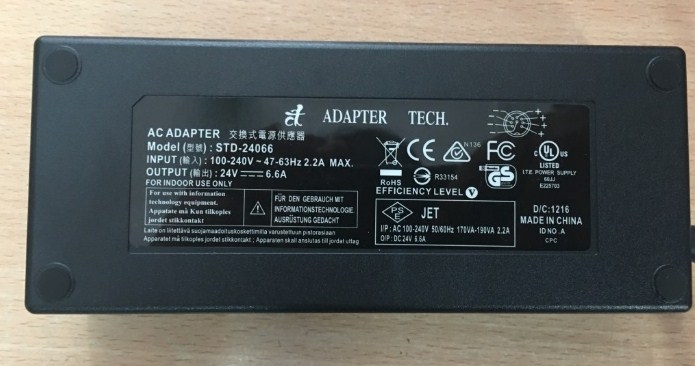 Adapter Original Tech STD-24066 24V 6.6A IEC C14 160W Connector 4PIN DIN 10mm