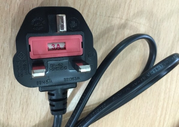 Cáp nguồn Power Cord IEC320 C7 UK Plug CABLE I-SHENG SP-62 - SS145/A BS1363/A IS-033 Length 1M