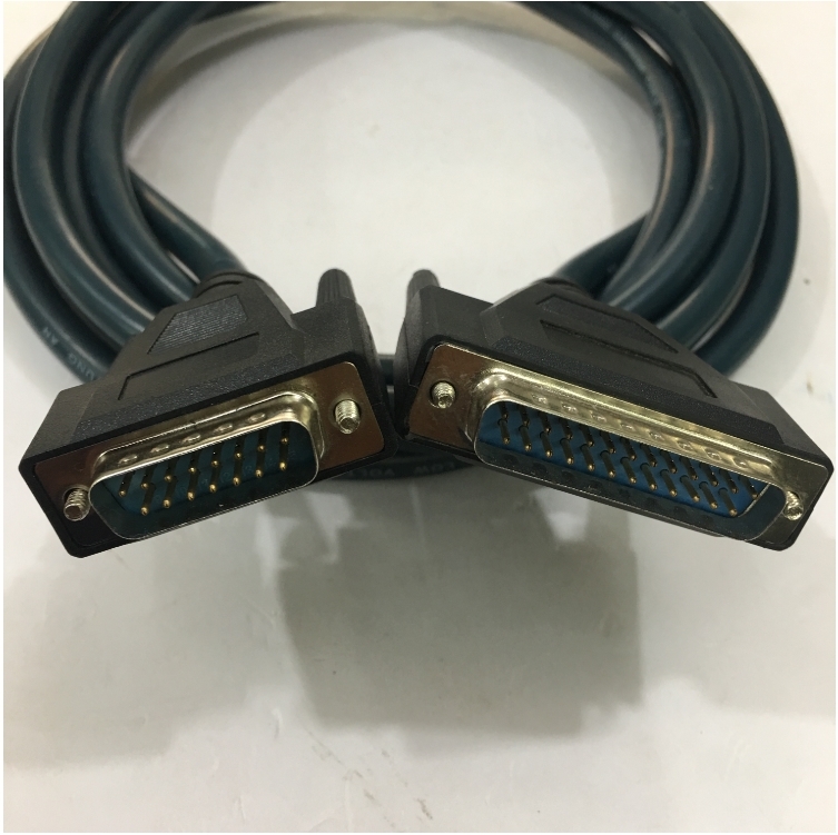 Cáp Điều Khiển RS232 DB25 Male to DB15 Male 2 Row 15Pin 28AWG E164571 Cable Green Length 3M