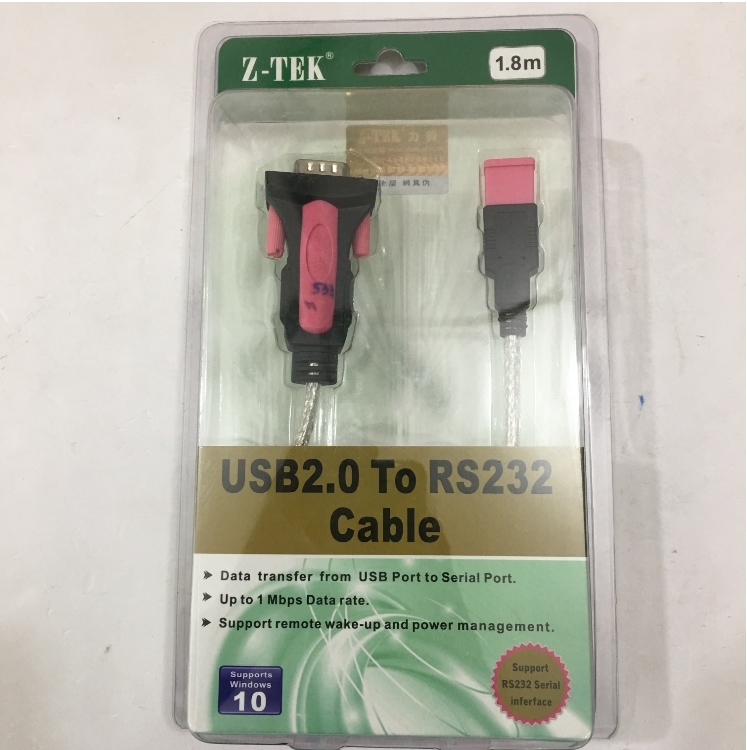 Bộ Cáp Chuyển Đổi USB 2.0 to Serial RS232C Z-TEK Và Cáp RS232C 6232-9F9F-03CR Null Modem With Full Handshaking DB9 Female to DB9 Female Cable PVC Black