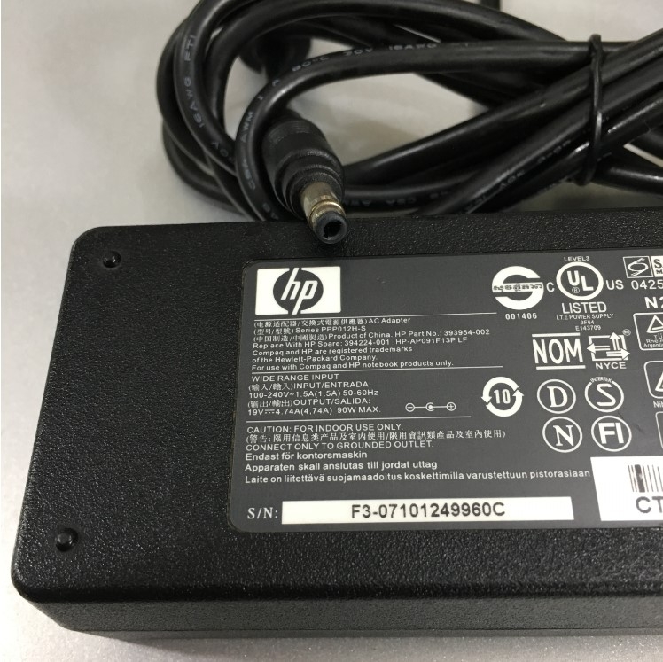 Adapter 19V 4.74A 90W HP COMPAQ PPP012H-S Connector Size 4.8mm x 1.7mm