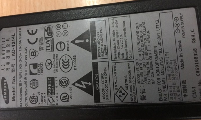 Bộ chuyển nguồn màn hình SAMSUNG Adapter Original AD-4214L 14V 3A 40W For LED PLS Monitor S24D360HL S27D360H S27E310H(Connector: 6.5mmx4.4mm)
