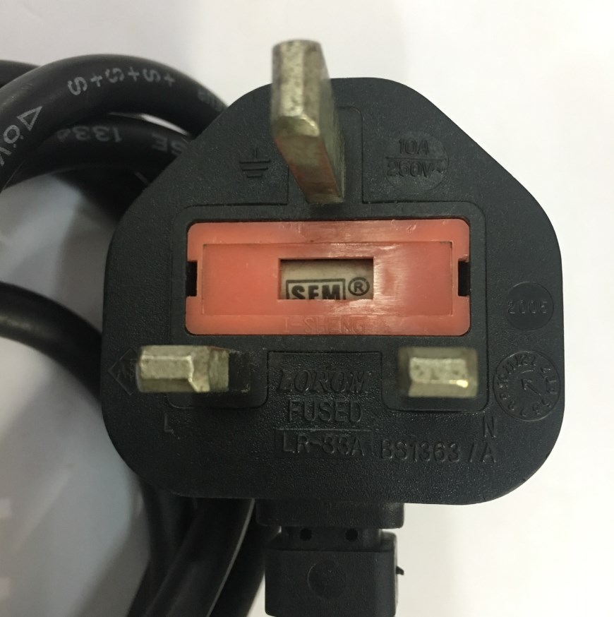 Dây Nguồn LOROM LR-33A LR-03B UK Chuẩn 3 Chấu Có Cầu Chì AC Power Cord BS1363 to C13 10A 250V 3X0.75mm Length 2.5M