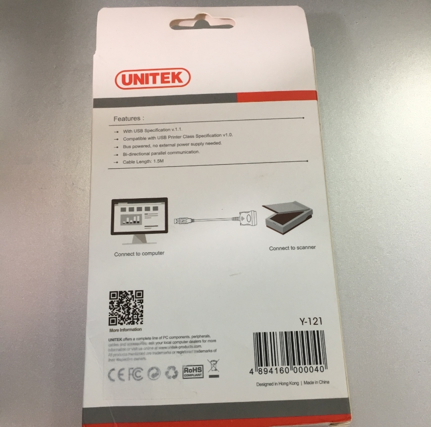 Cáp Chuyển Đổi Cổng USB to Parallel LPT IEEE1284 Printer 25 Pin Chính Hãng Unitek Y-121 Adapter
