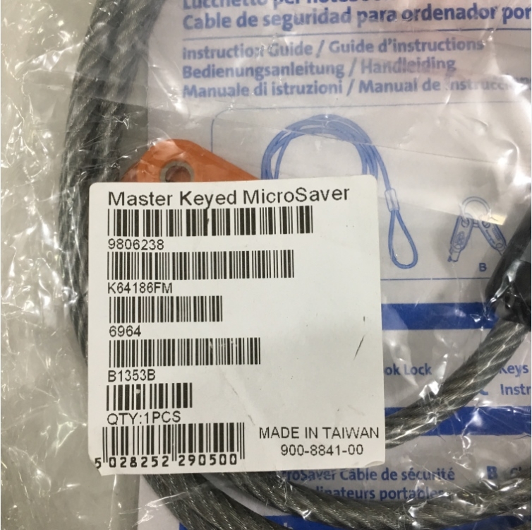 Khóa Chìa Laptop Lock Master Kensington K64186FM MicroSaver Keyed Cable Lock Key Round 5.3mm Length 1.8M