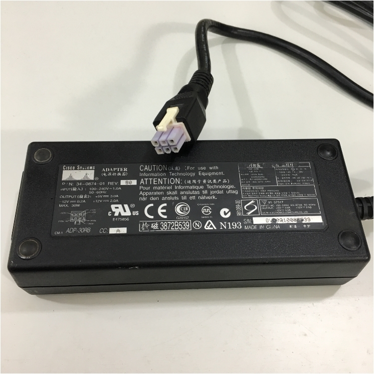 Adapter Cisco 34-0874-01 12V 2A 5V 3A Connector Size 6 Pin ATX Molex