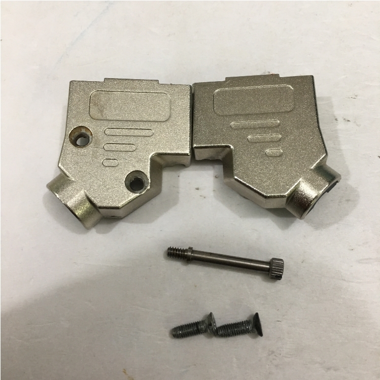 Vỏ Ốp Kim loại Lỗ Luồn Cáp Cong 45 Độ Đầu Hàn D-SUB 9 Pin Metal Cover Deluxe 45 Degree Entry Nickel